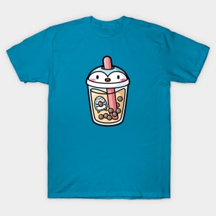 Bubble Tea with Cute Kawaii Penguin Inside T-Shirt